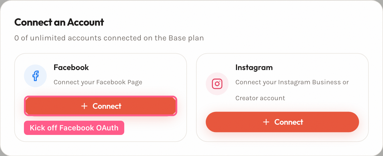 The Connect an Account modal on the Accounts page