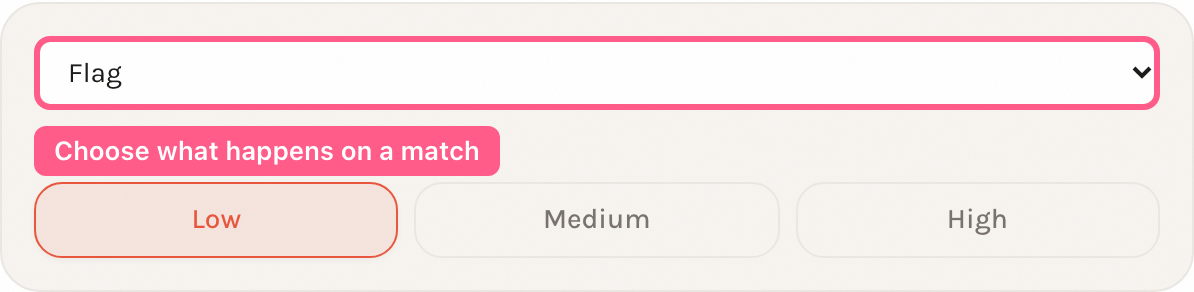 The Action type dropdown showing Flag selected